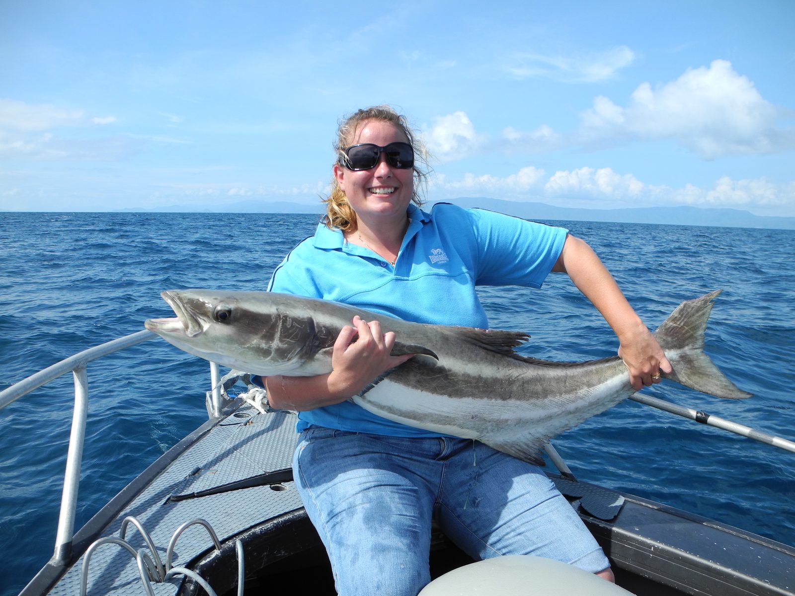 A big cobia caught aboard