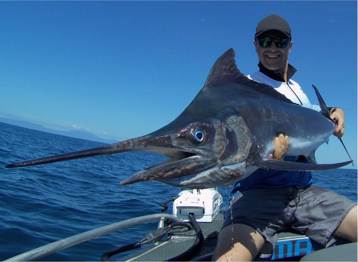 A marlin brought boat-side